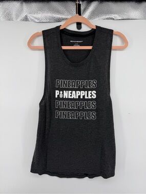 Beachbody Gym Coastal Streetwear Dark Gray Pineapple Fitness Tank SzM